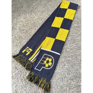 Indiana Pacers Soccer Scarf Navy Blue Yellow Checkered Knit Fringe Euroscarves